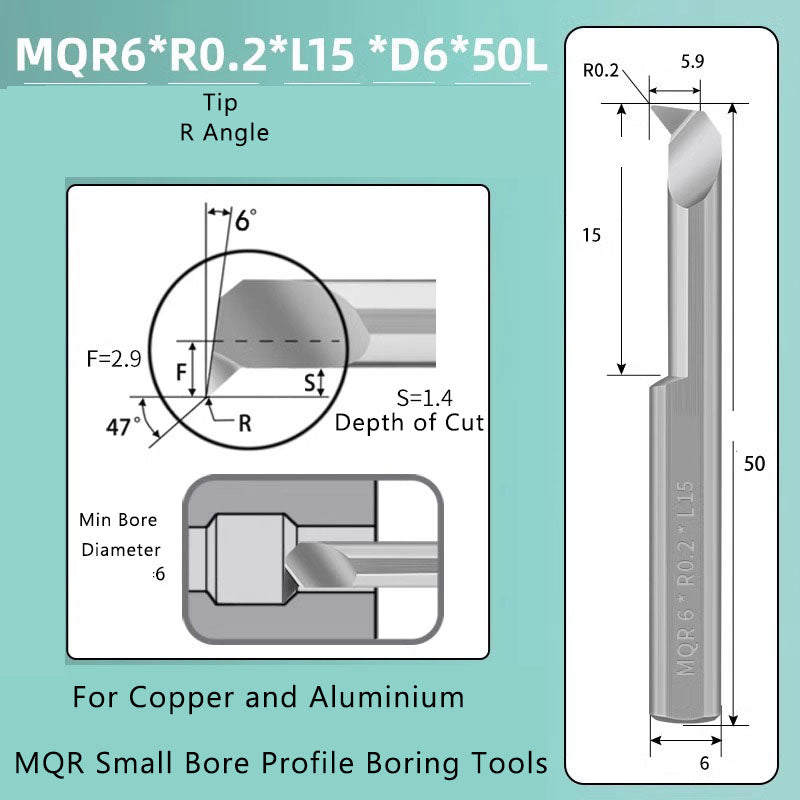Small Hole Boring Tool Tungsten Steel Alloy MQR CNC Shockproof Inner Hole Boring Bar Micro Small Hole Turning Tool Shandong Denso Pricision Tools Co.,Ltd.